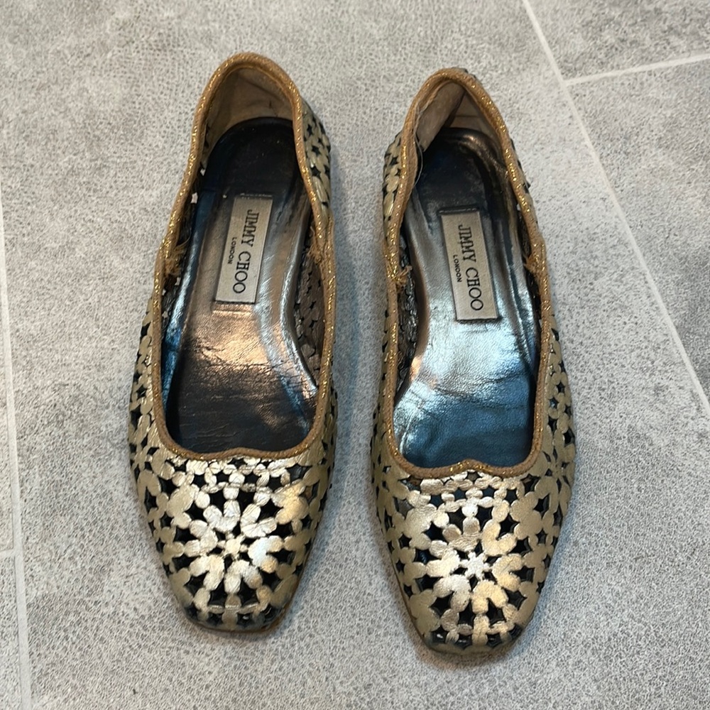 Jimmy Choo gold star flats size 37